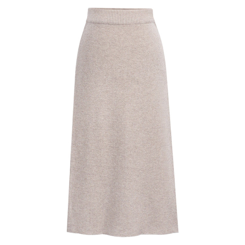 High-Waist Wool-Style Skirt