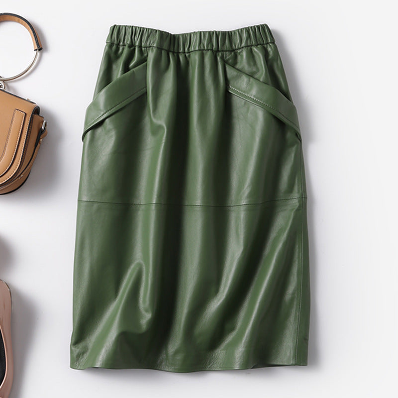 Women’s Lambskin A-Line Midi Skirt