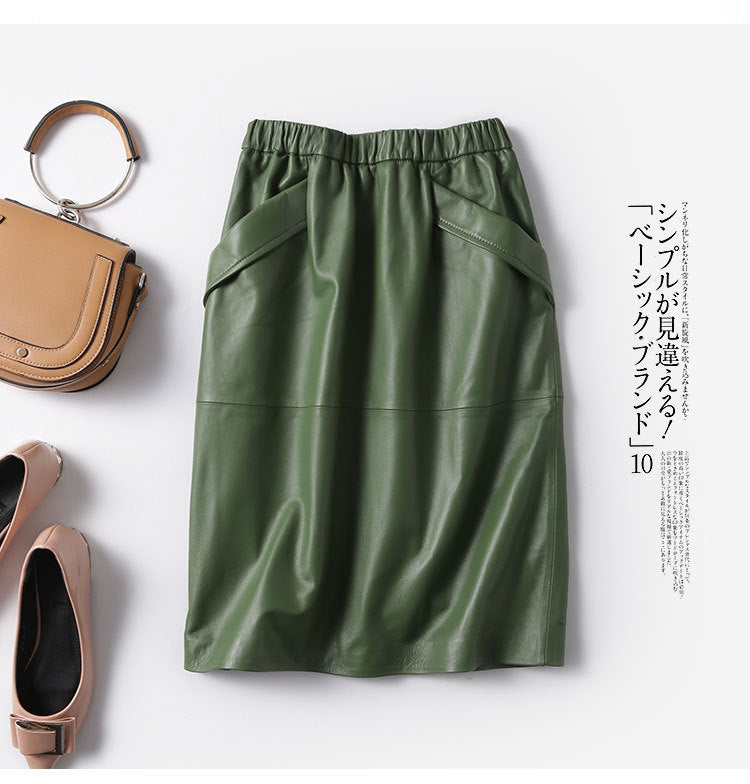 Women’s Lambskin A-Line Midi Skirt