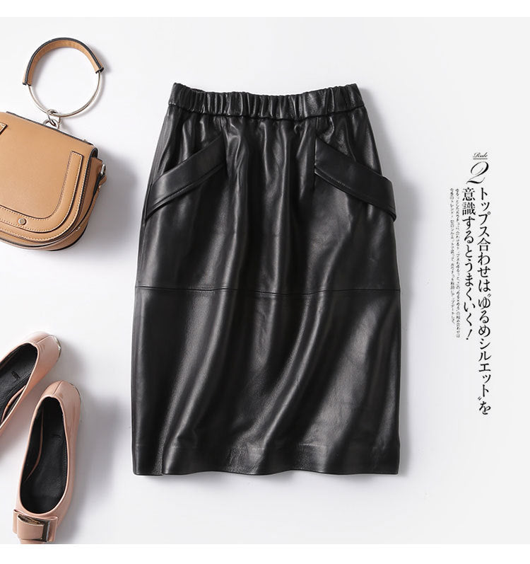 Women’s Lambskin A-Line Midi Skirt