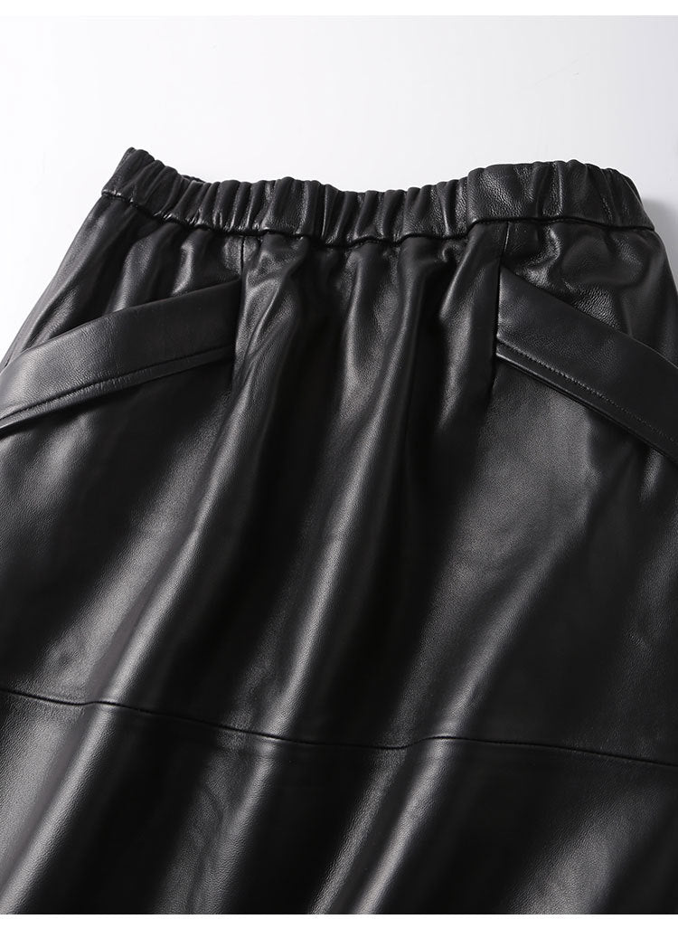 Women’s Lambskin A-Line Midi Skirt