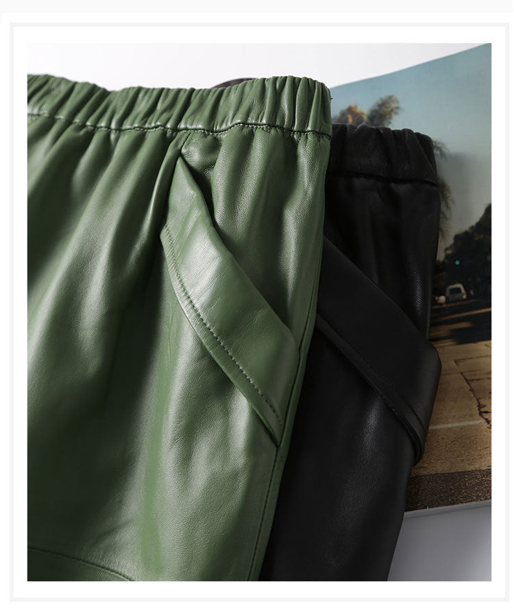 Women’s Lambskin A-Line Midi Skirt