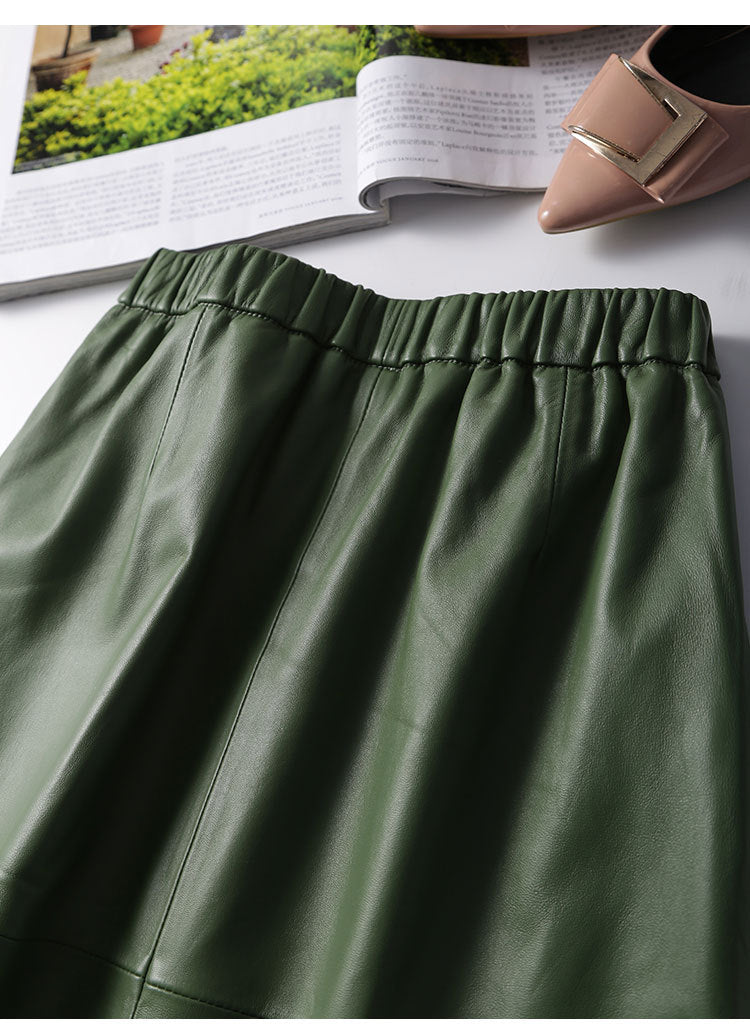 Women’s Lambskin A-Line Midi Skirt