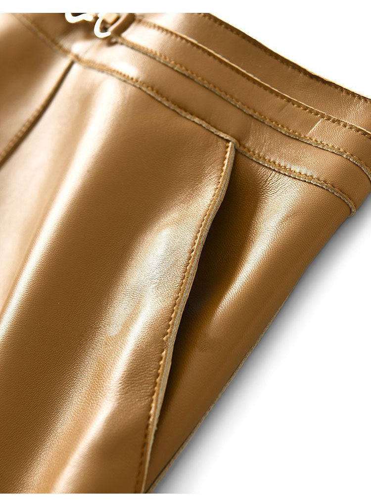 Women’s Sheepskin Leather Midi Skirt