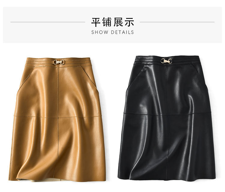 Women’s Sheepskin Leather Midi Skirt