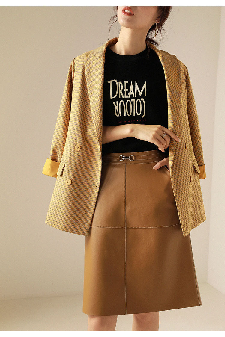 Women’s Sheepskin Leather Midi Skirt