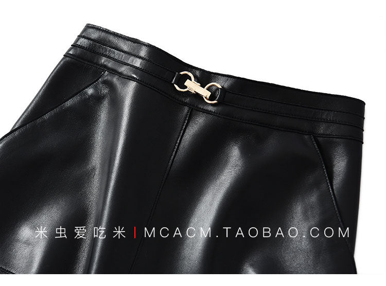 Women’s Sheepskin Leather Midi Skirt