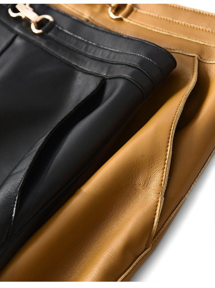 Women’s Sheepskin Leather Midi Skirt