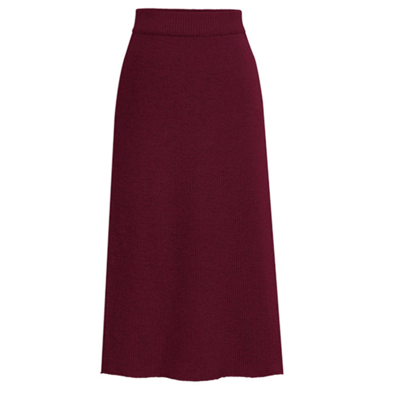 High-Waist Wool-Style Skirt