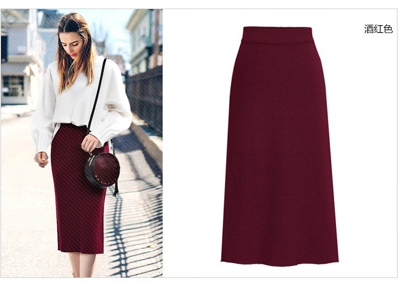 High-Waist Wool-Style Skirt