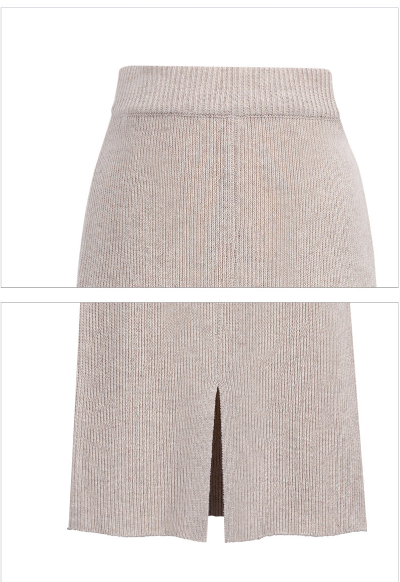 High-Waist Wool-Style Skirt