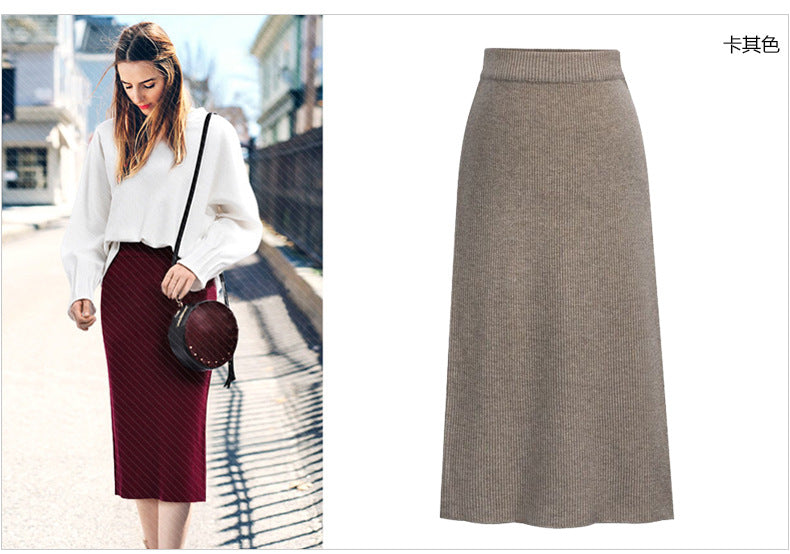 High-Waist Wool-Style Skirt