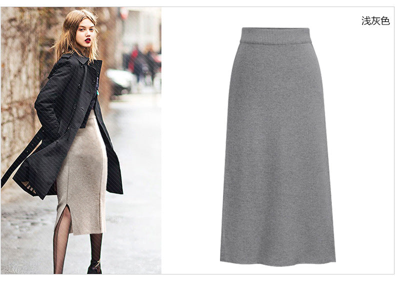 High-Waist Wool-Style Skirt