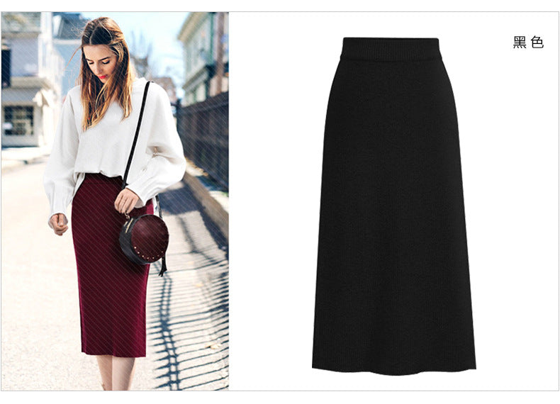 High-Waist Wool-Style Skirt