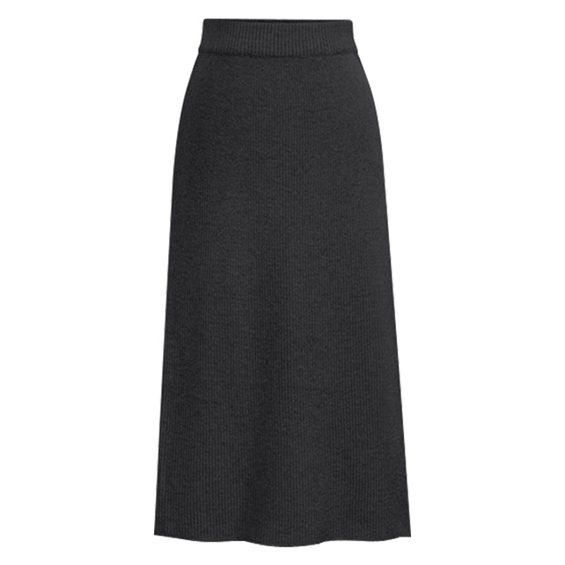 High-Waist Wool-Style Skirt