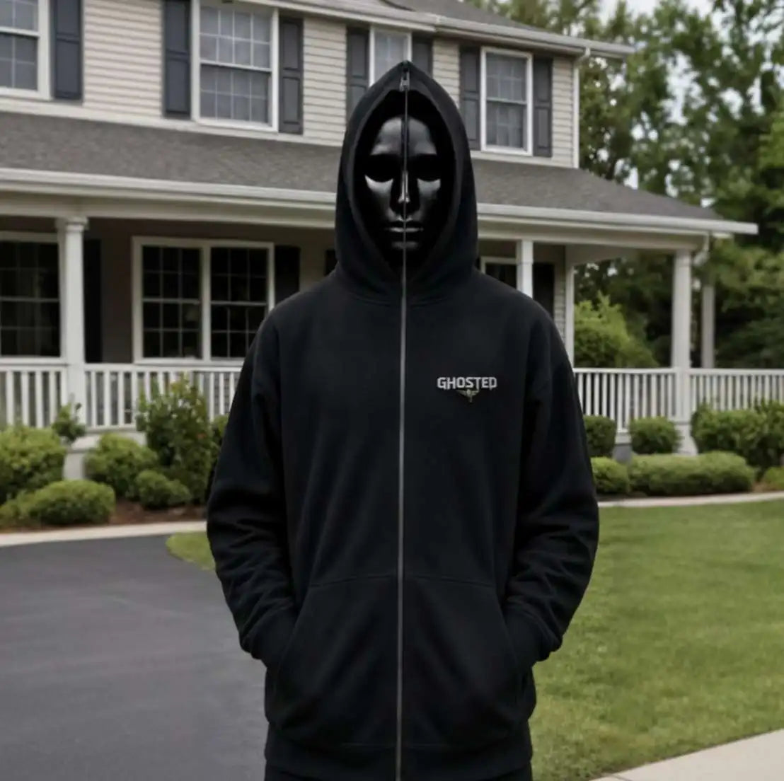 Unisex Oversized Black Hooded Sweatshirt Stripe Pants Casual Winter Outfit 100% Cotton French Terry Anti-Wrinkle Pocket