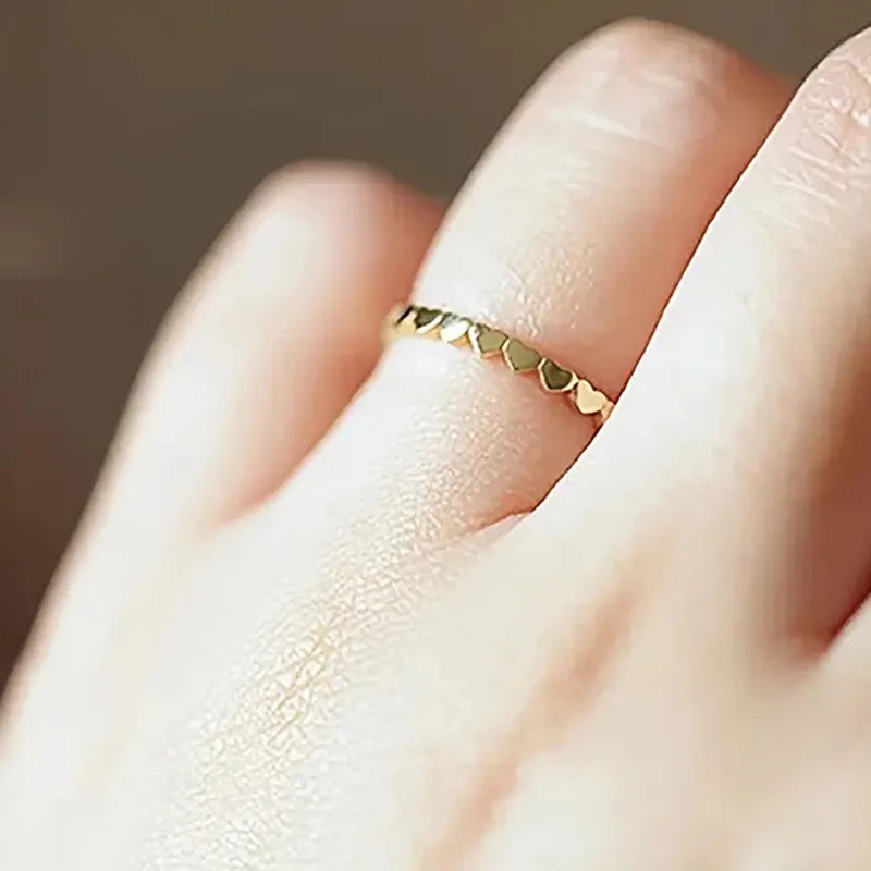 Heart Shape Plain Band Ring for Women Minimalist Office Style Daily Wear Fashion Accessories