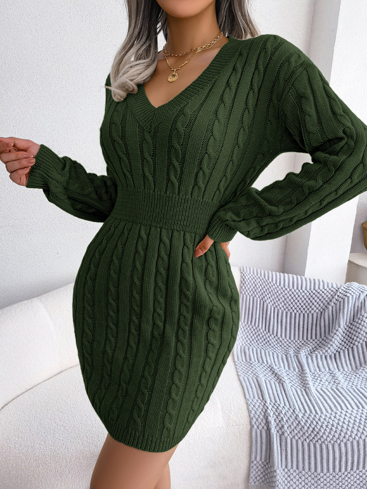 Twist-Waist Sweater Dress