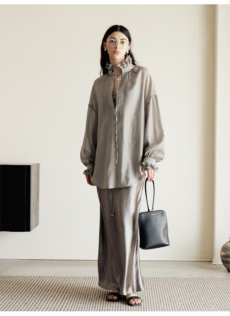 Women’s Pleated Satin-Style Dress