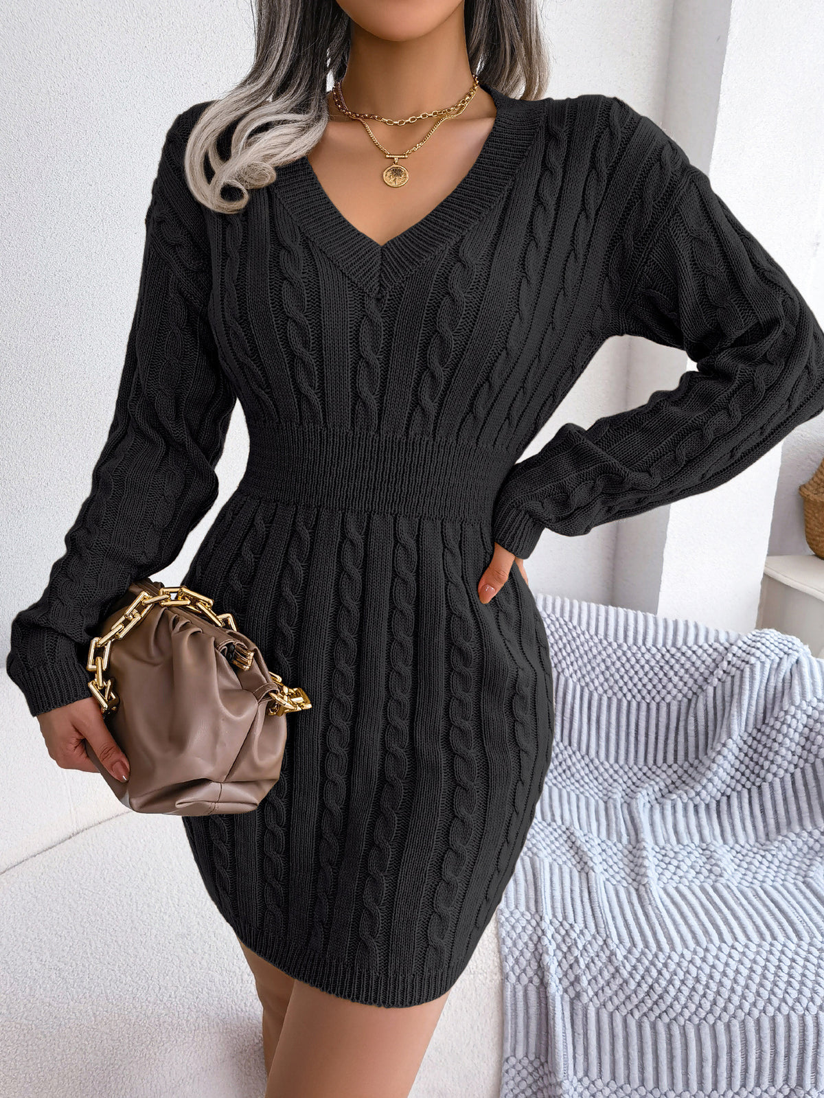 Twist-Waist Sweater Dress