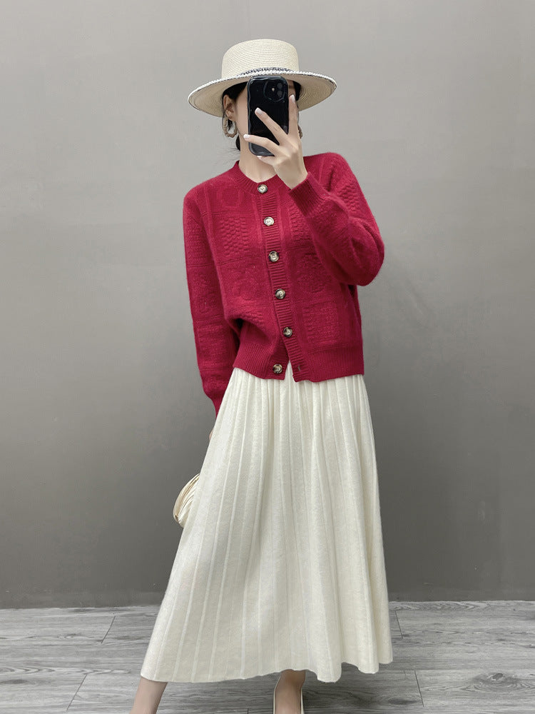 Women’s Cashmere-Wool Pleated Skirt