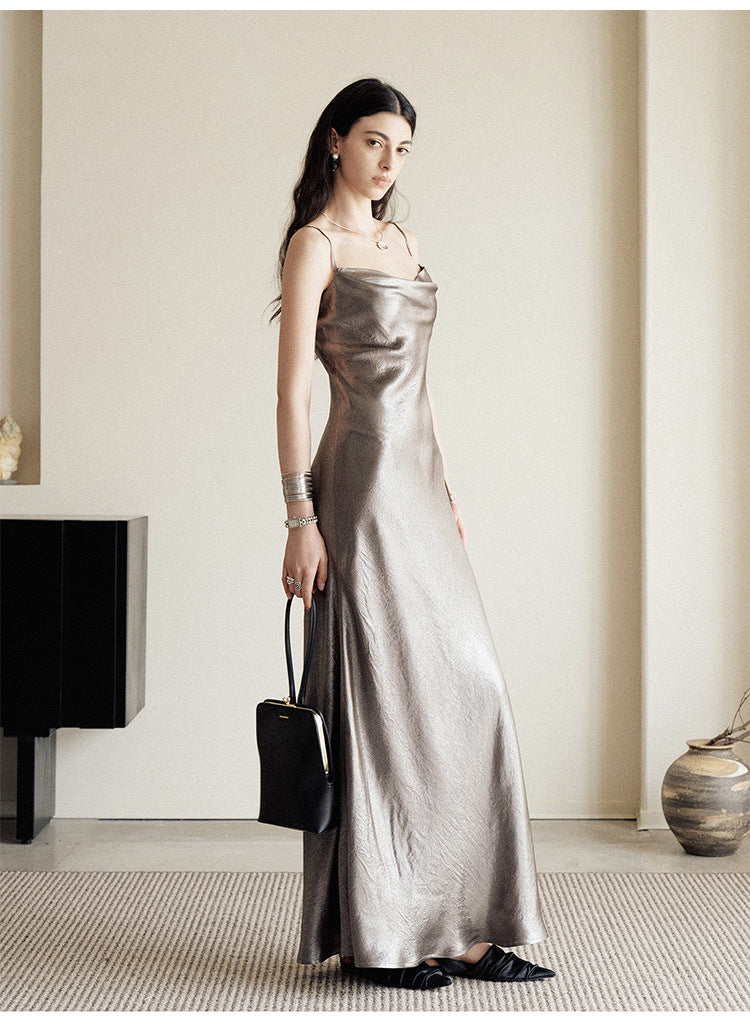 Women’s Pleated Satin-Style Dress