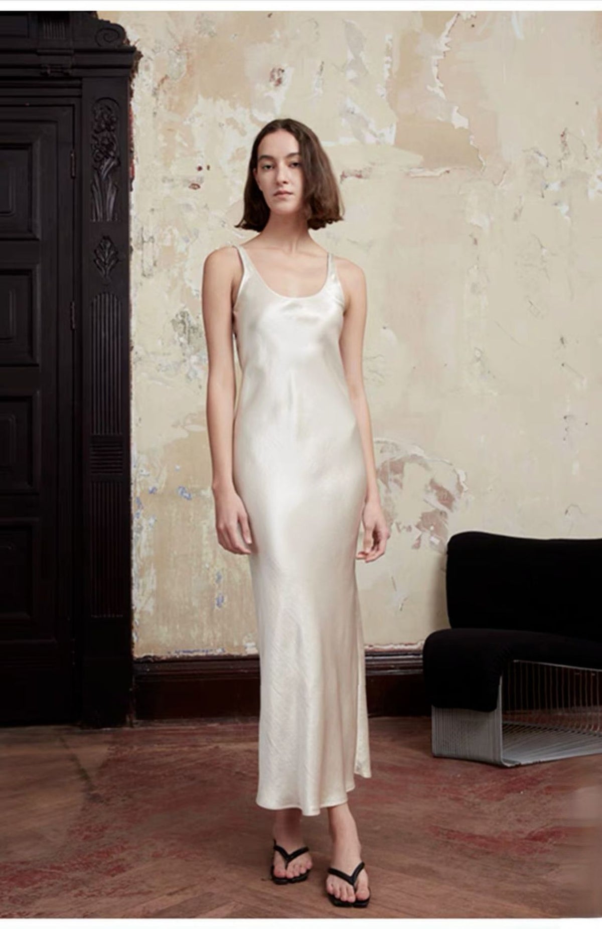 Women’s Pleated Satin Maxi Dress