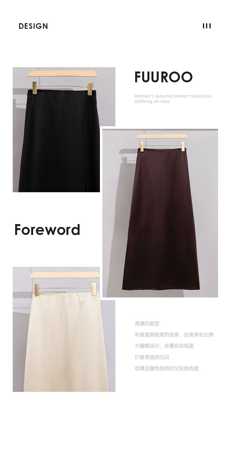 Women’s Acetate High-Waist Slit Skirt