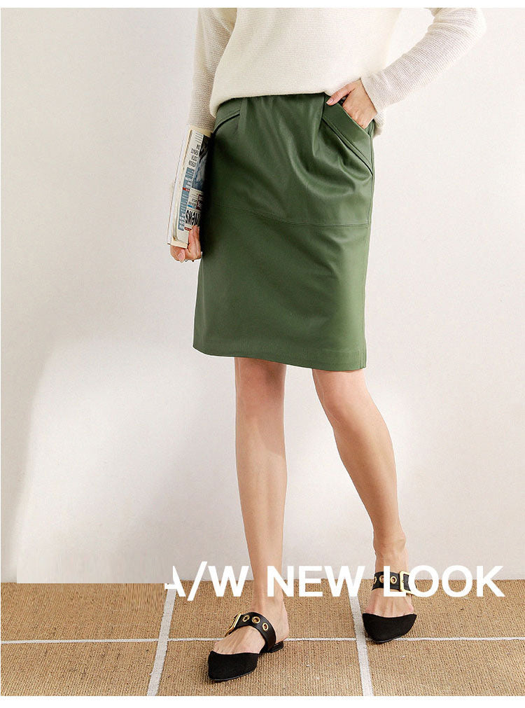Women’s Lambskin A-Line Midi Skirt