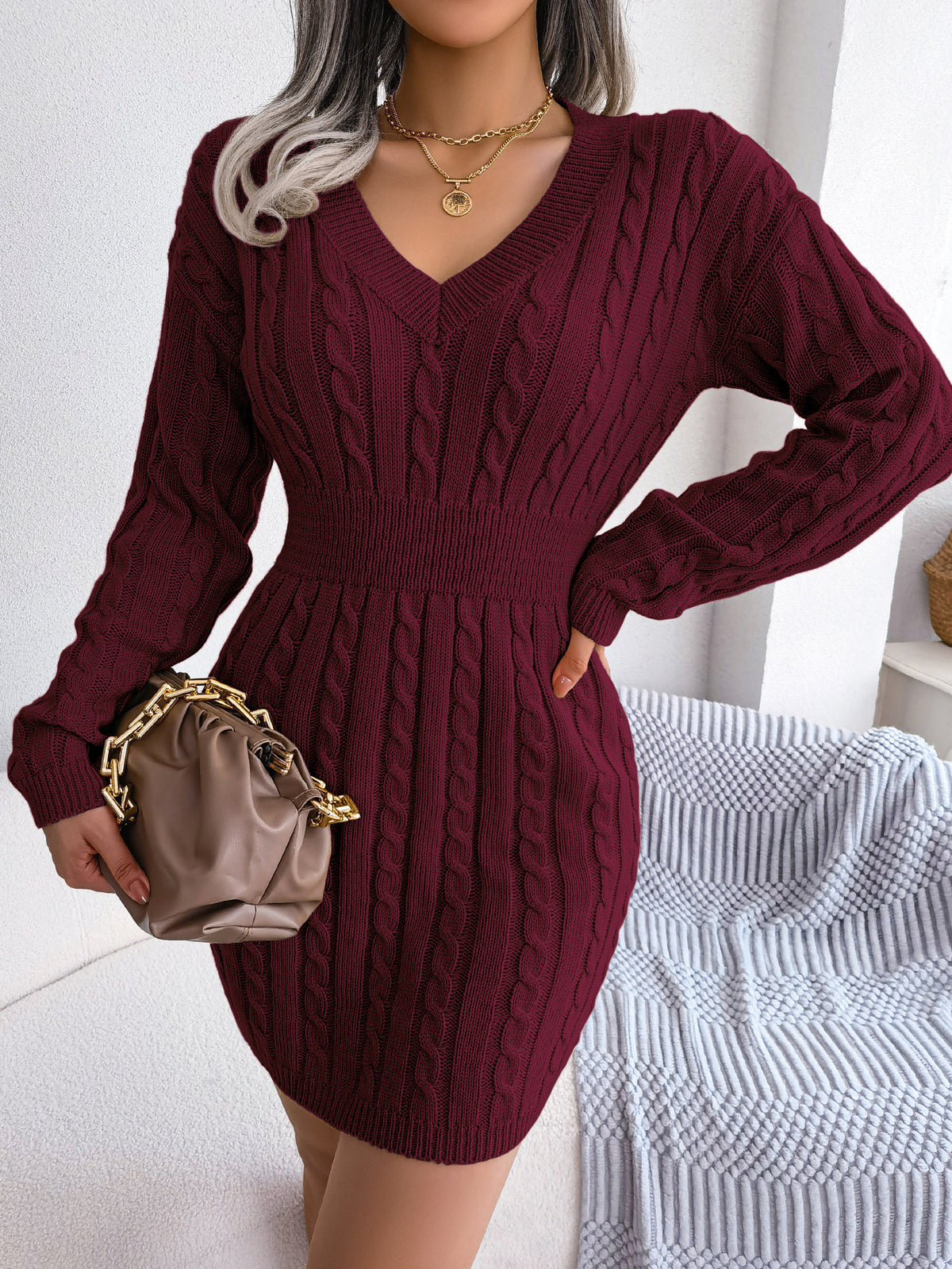 Twist-Waist Sweater Dress