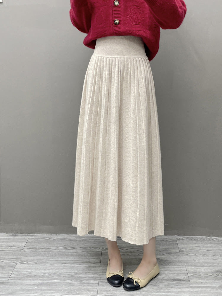 Women’s Cashmere-Wool Pleated Skirt