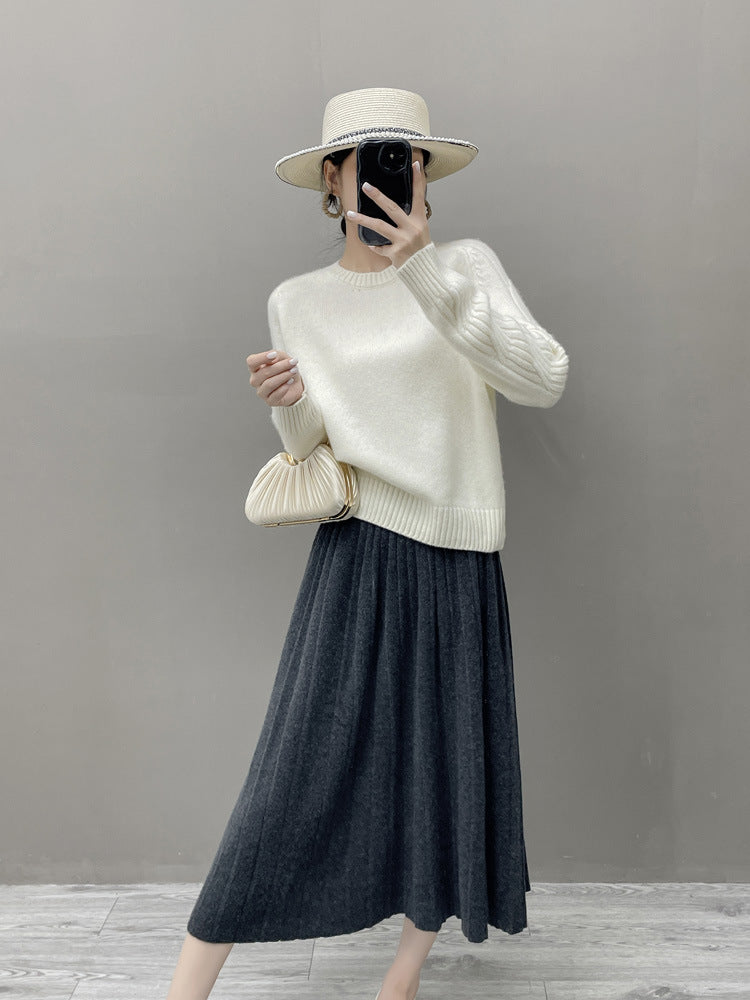 Women’s Cashmere-Wool Pleated Skirt
