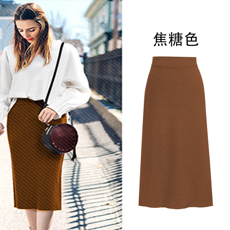 High-Waist Wool-Style Skirt