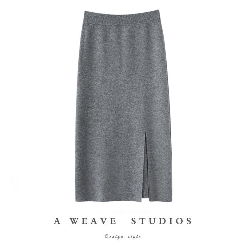 Women’s Cashmere-Wool High-Slit Skirt