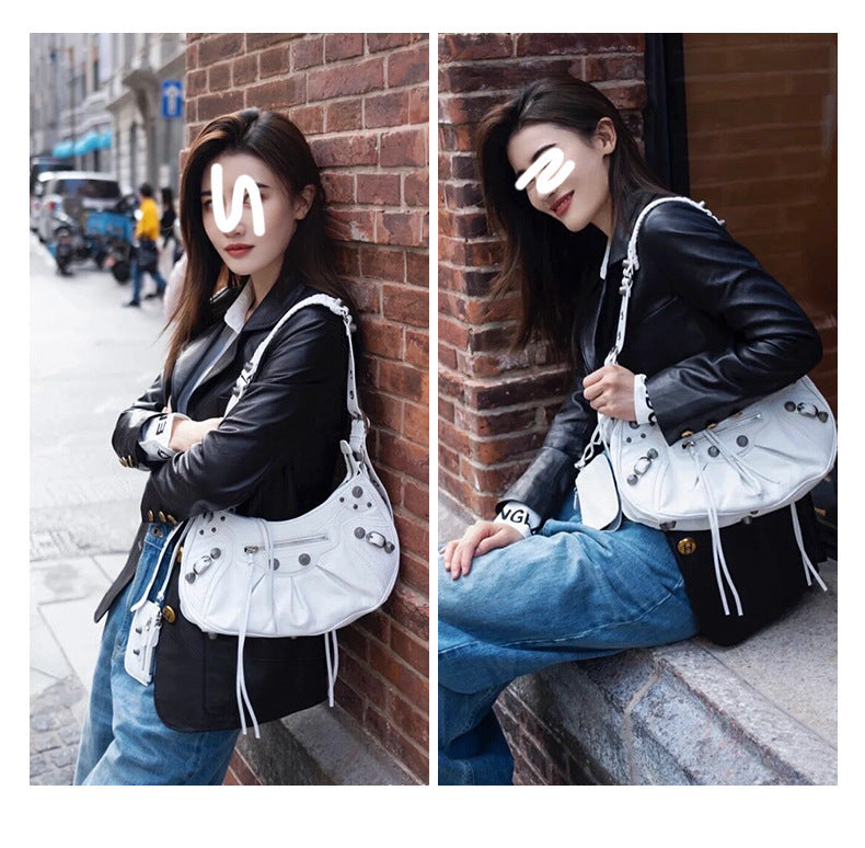 Crescent Genuine Leather Crossbody Bag