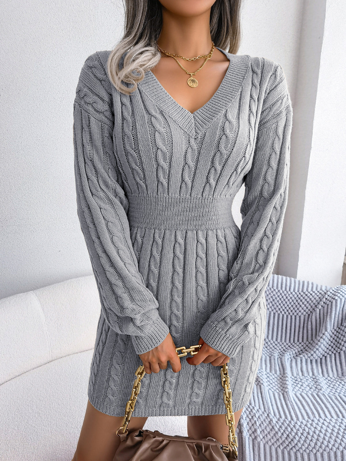 Twist-Waist Sweater Dress