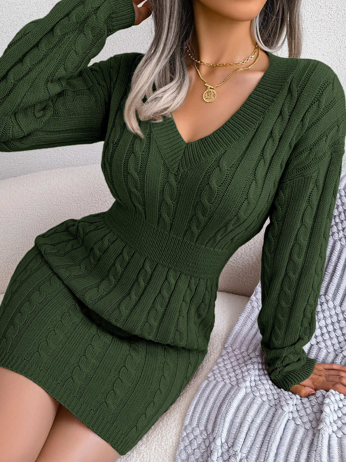 Twist-Waist Sweater Dress