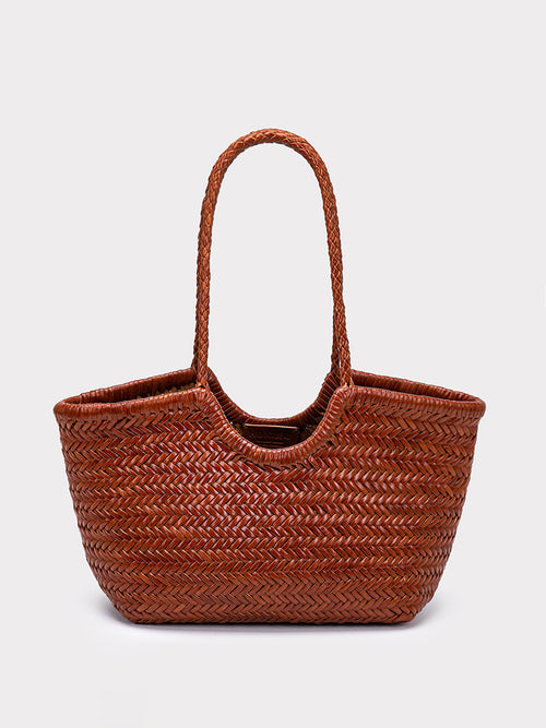 French-Style Woven Leather Tote Bag