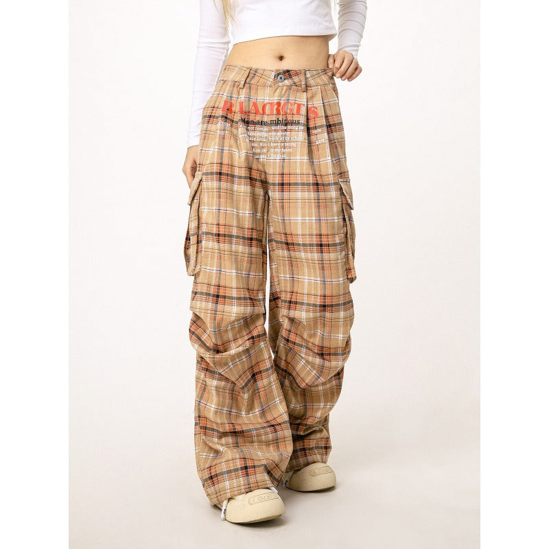 Women’s Retro Plaid Wide-Leg Pants