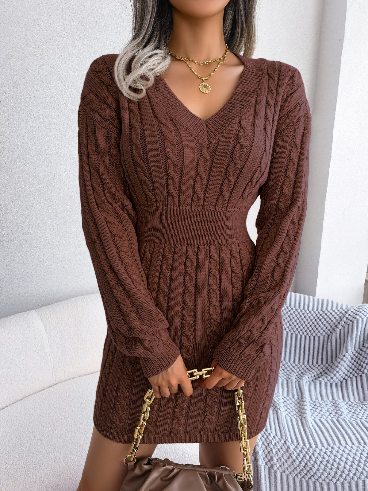 Twist-Waist Sweater Dress