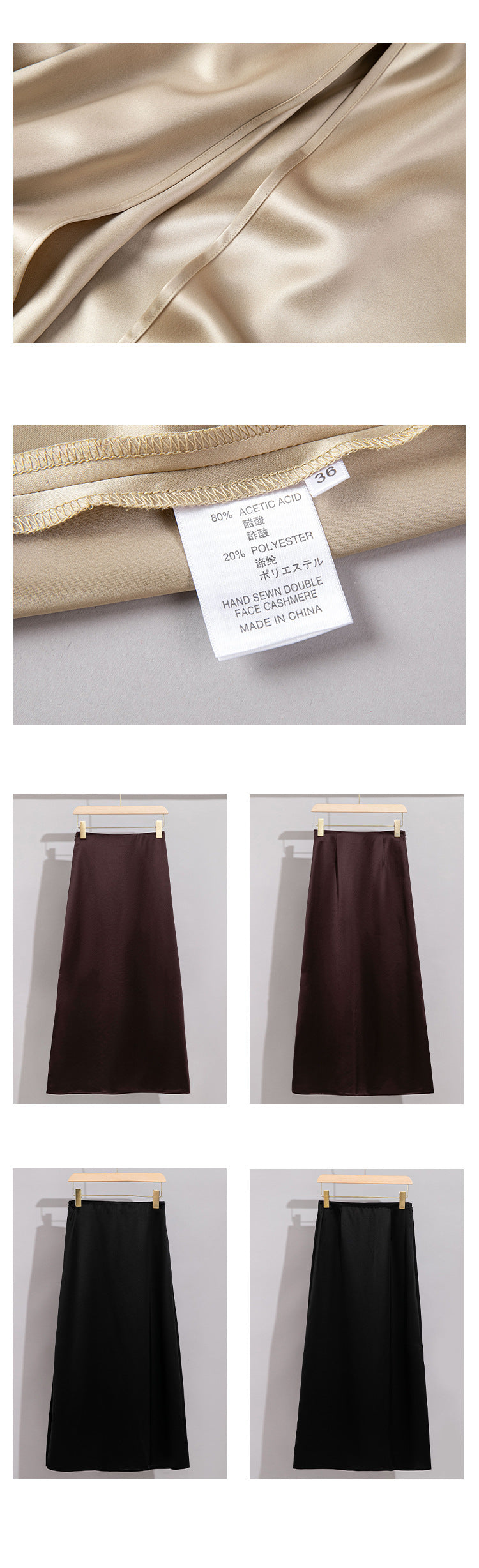 Women’s Acetate High-Waist Slit Skirt