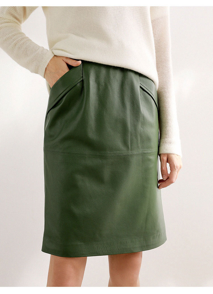 Women’s Lambskin A-Line Midi Skirt