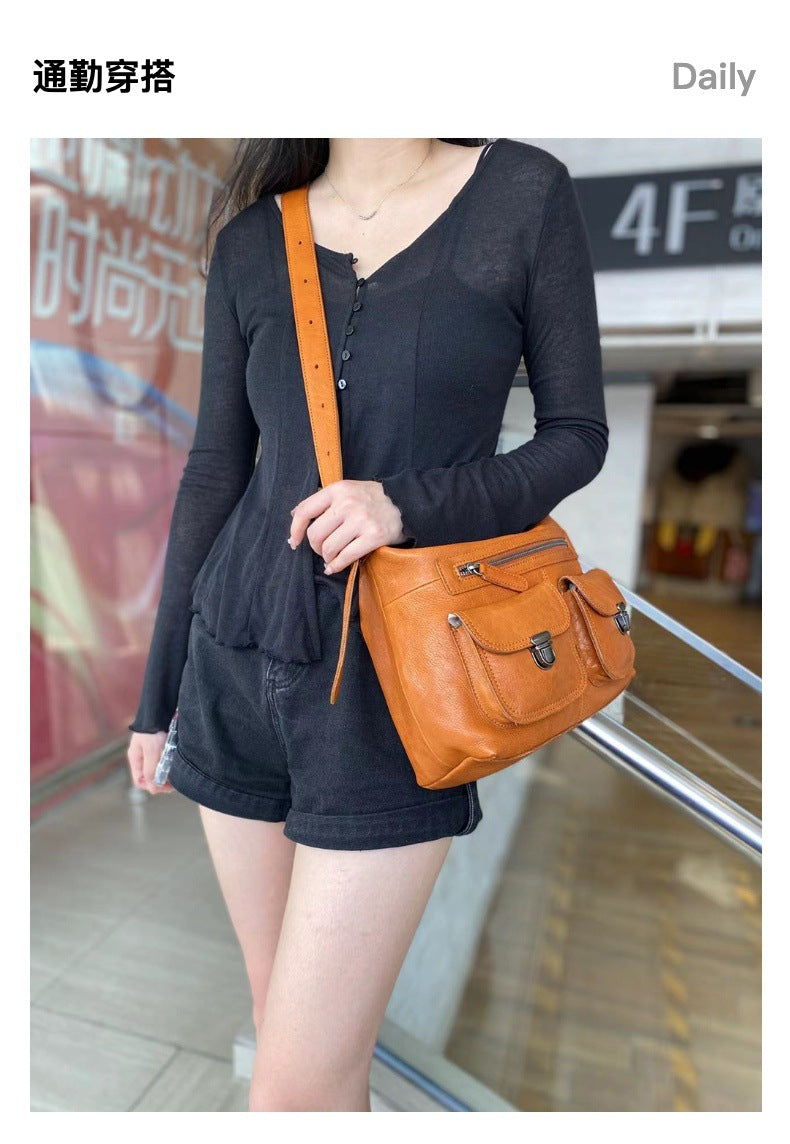 Vegetable-Tanned Leather Shoulder Bag
