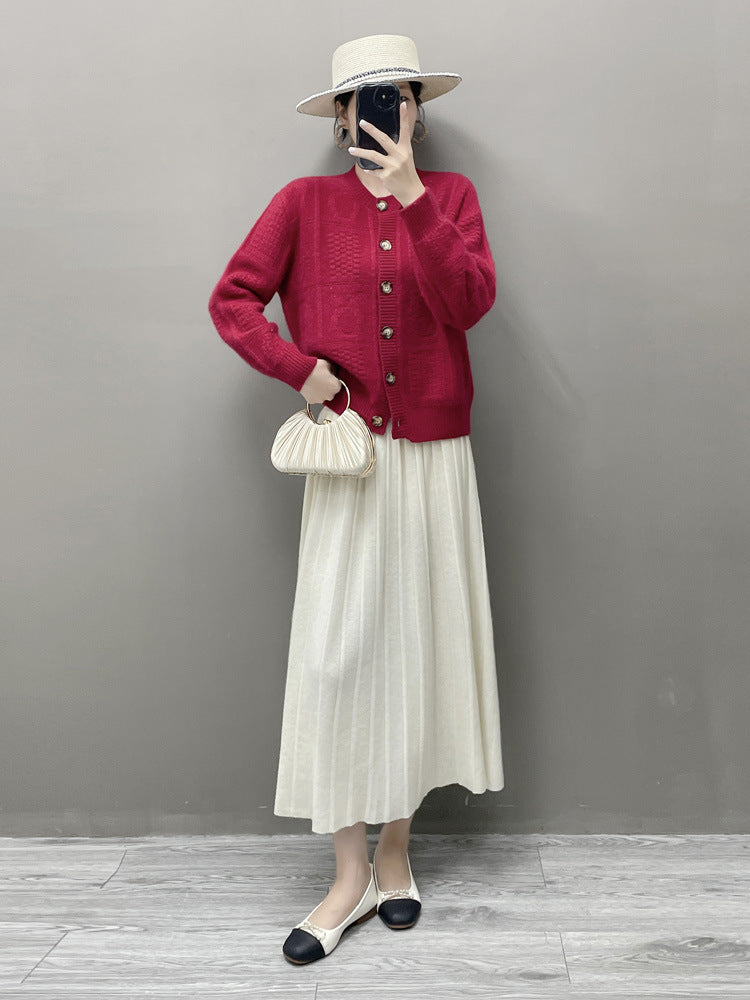 Women’s Cashmere-Wool Pleated Skirt