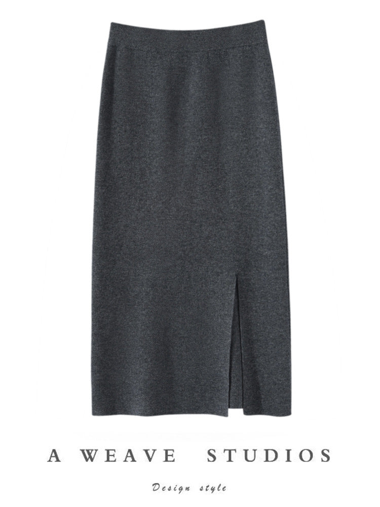 Women’s Cashmere-Wool High-Slit Skirt