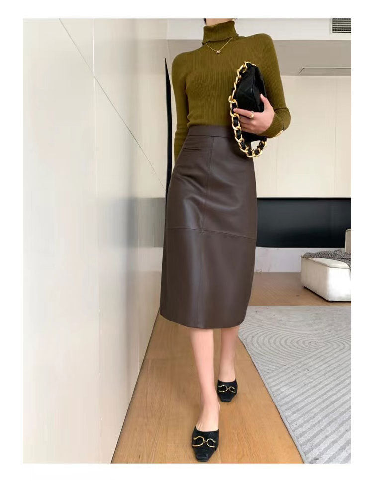 Women’s Sheepskin Leather A-Line Dress