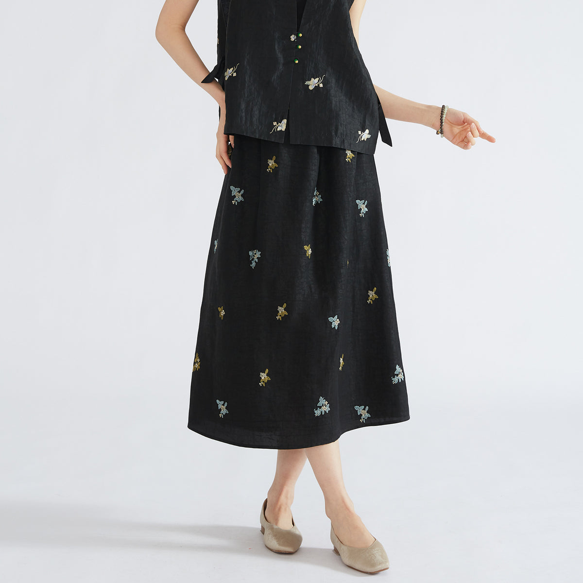 Women’s Mulberry Silk Embroidered Skirt