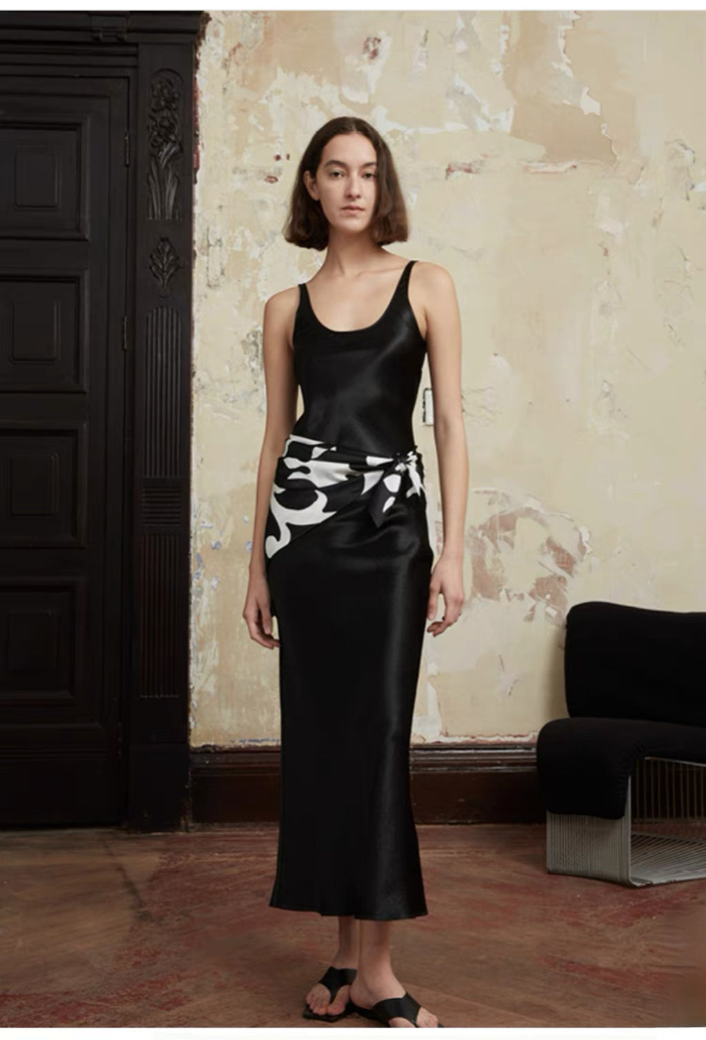 Women’s Pleated Satin Maxi Dress