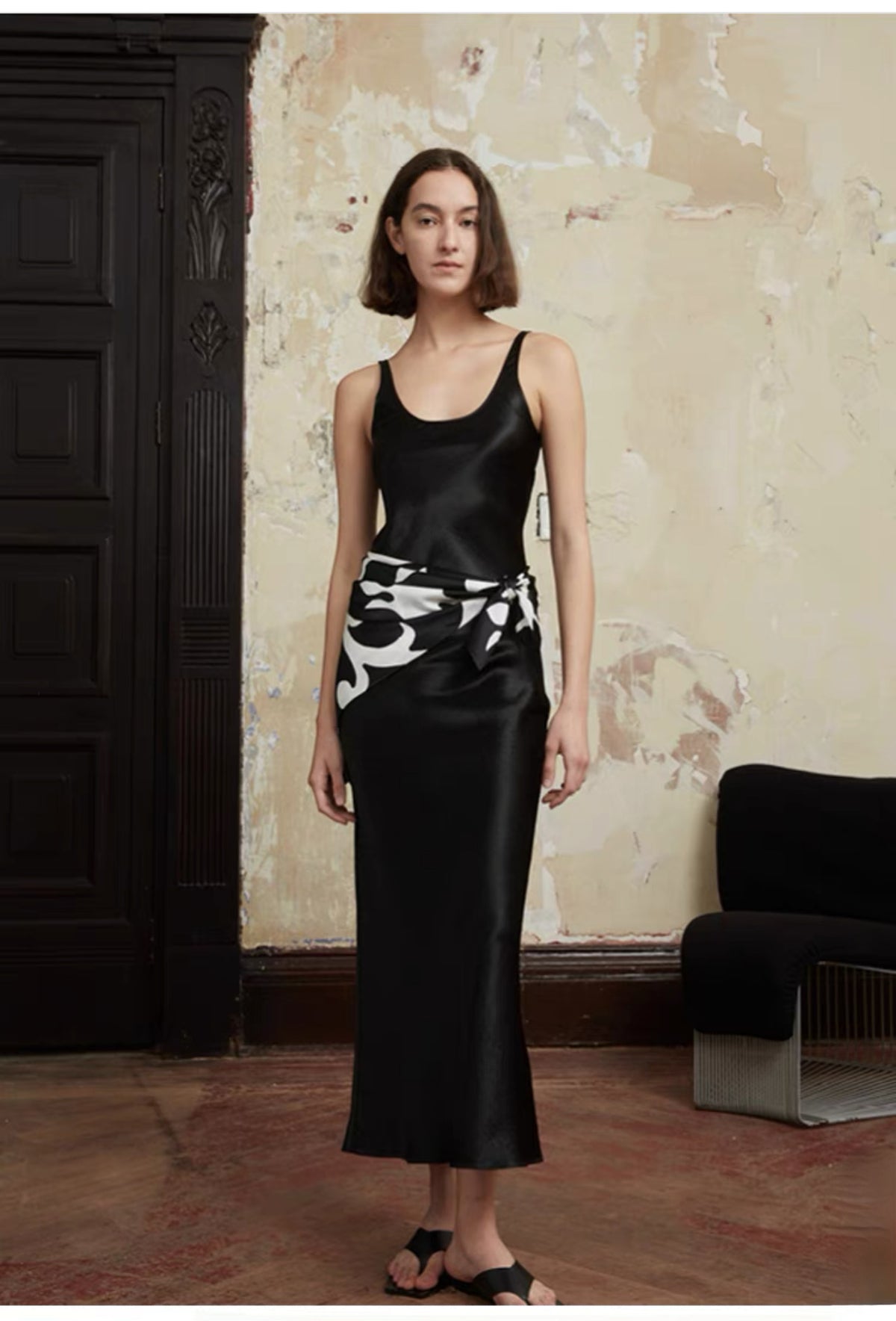 Women’s Pleated Satin Maxi Dress