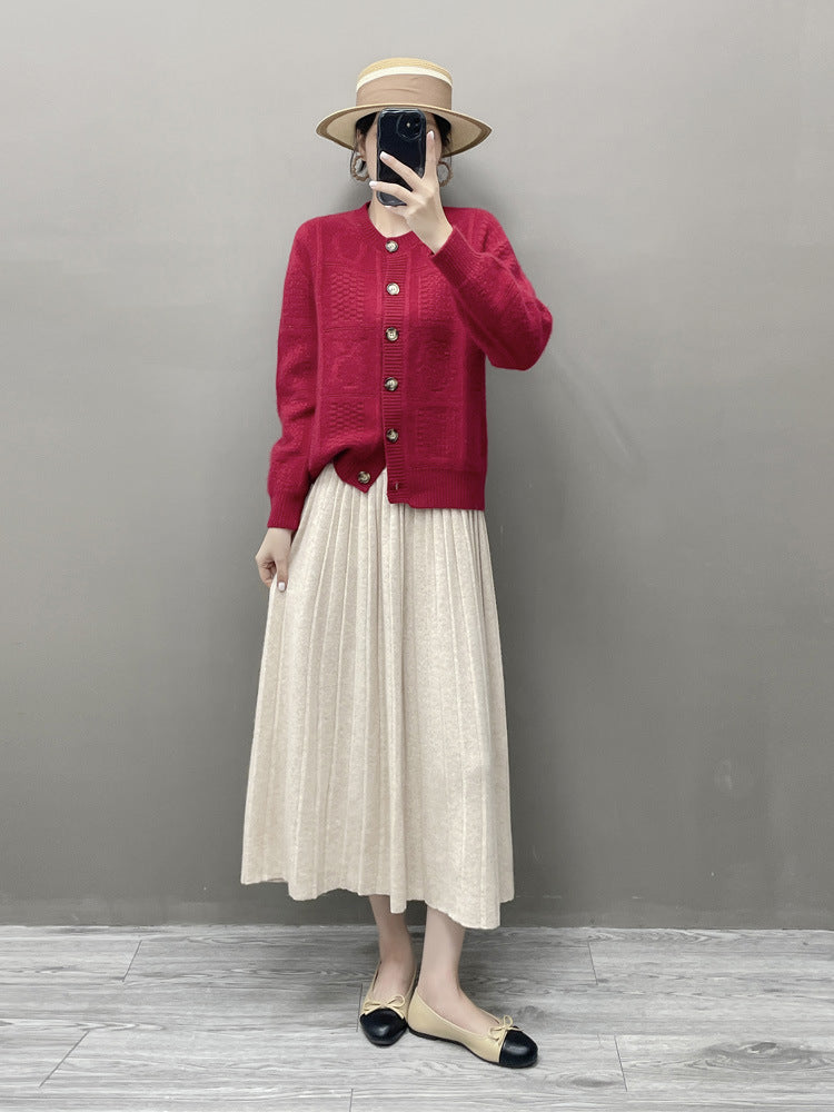 Women’s Cashmere-Wool Pleated Skirt